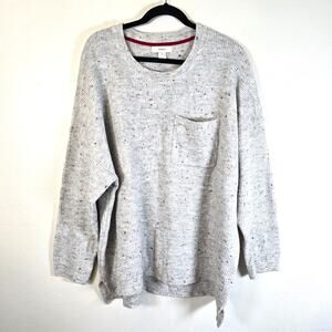 CJ Banks Sweater Womens 2X Gray Red Speckle Ribbed Casual Cozy Winter Wardrobe